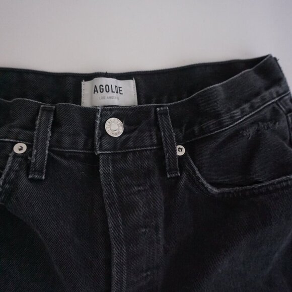 Agolde 90's Black Distressed 100% Cotton Button Fly Straight Leg Jean 26 - Picture 8 of 16